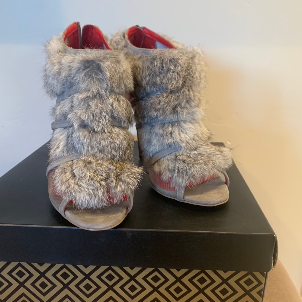 Charles Jourdan Grey Real Fur Boots/Booties